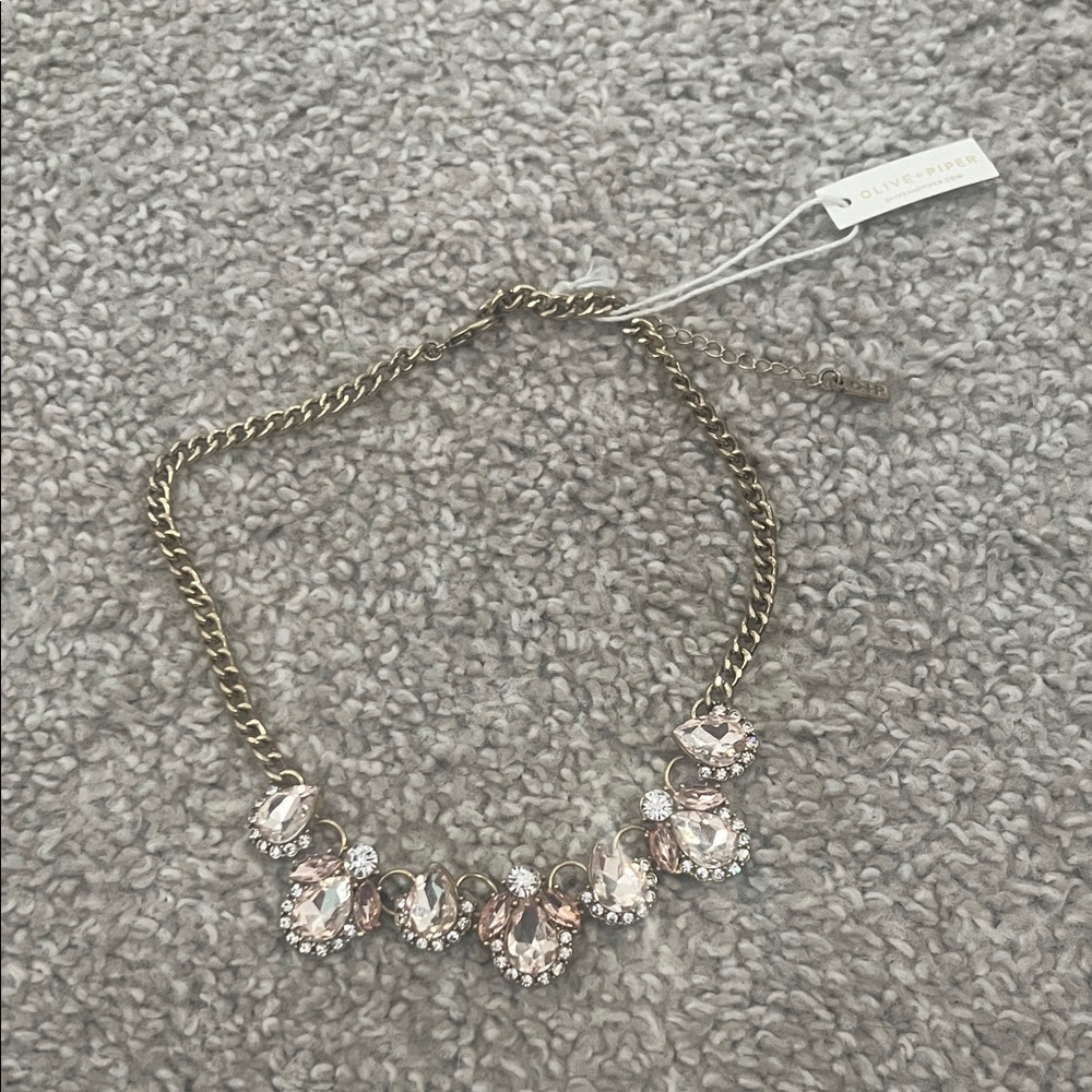 Olive and Piper Gold and Pink Statement Necklace